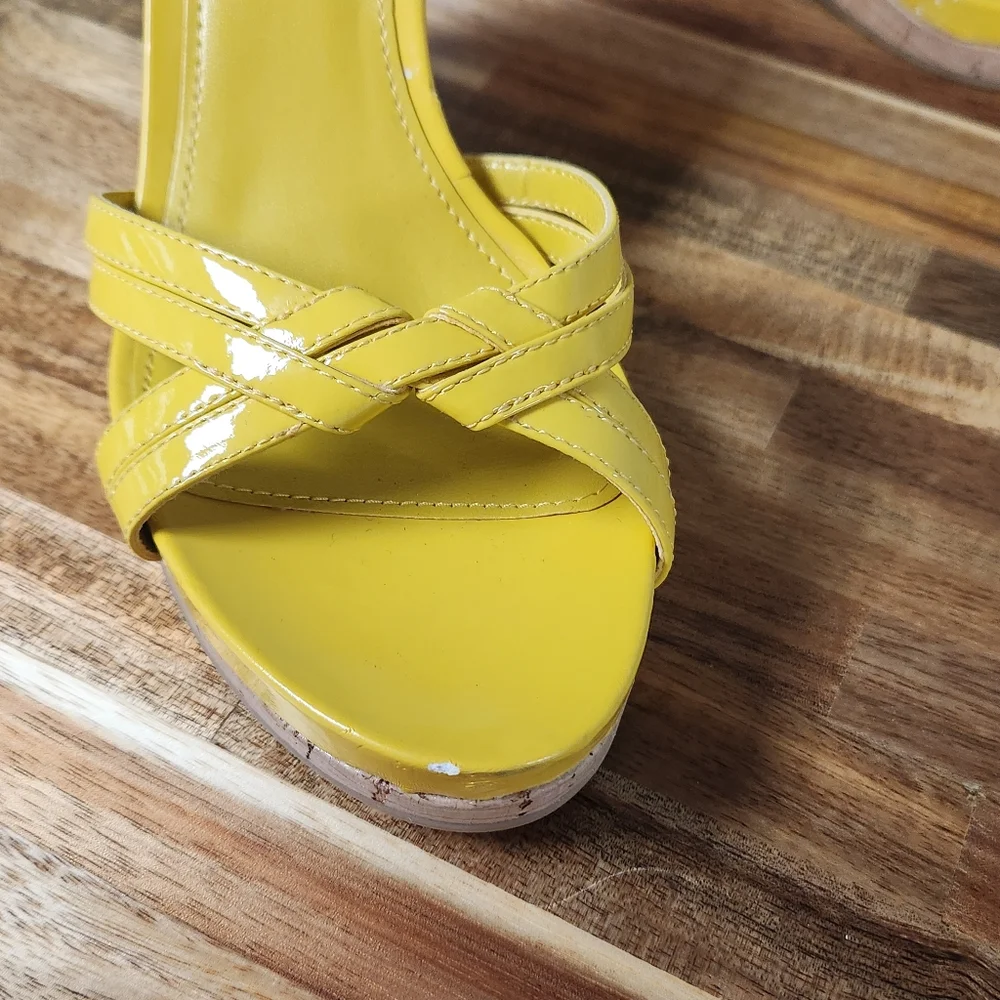 Ralph Lauren Yellow Strappy Wedge Sandals - Picture 4 of 9